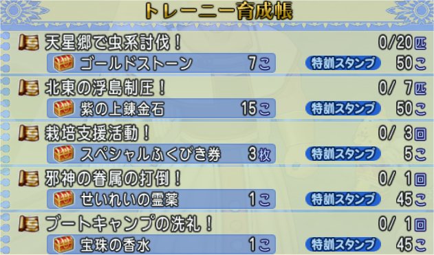 トレーニー育成帳